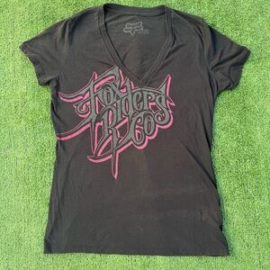 Fox Racing Black and Pink Graphic Motocross v neck Tee